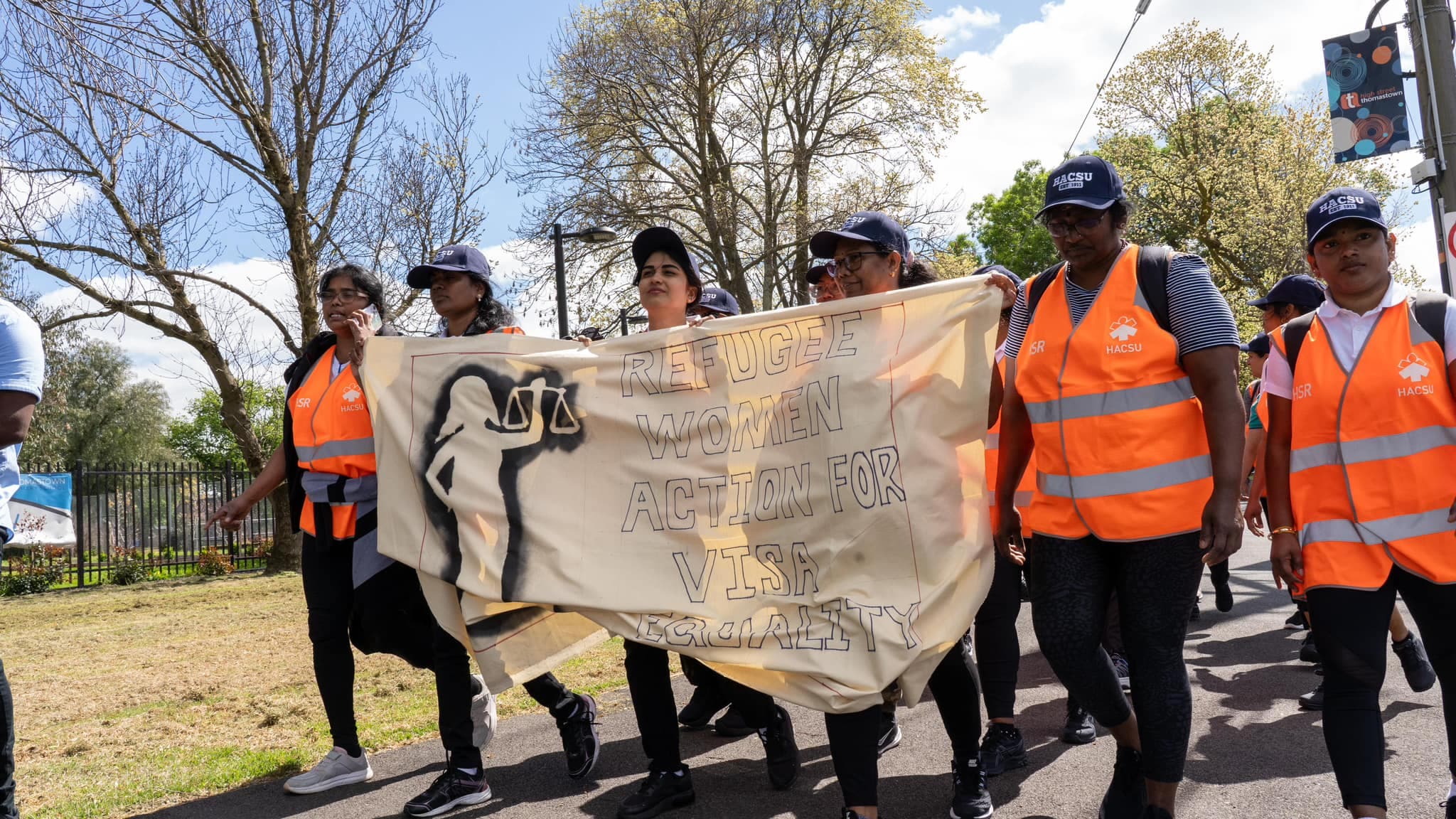 Refugee women walk for freedom